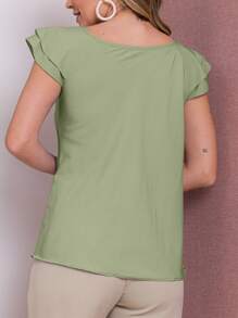 Women's Blouse Ruffle Short Sleeve Tank Top Summer Fashion T-Shirt - Matcha - View 2