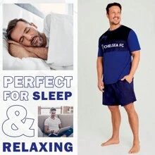 Chelsea F.C. Short Pyjama Set Cotton Lounge Wear Gift - Blue - View 2