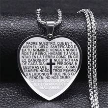 Bible Cross Pendant Necklace For Women And Men Gold/Silver Stainless Steel Spain Our Father Medal Lord's Prayer Jewelry - Necklace - View 11