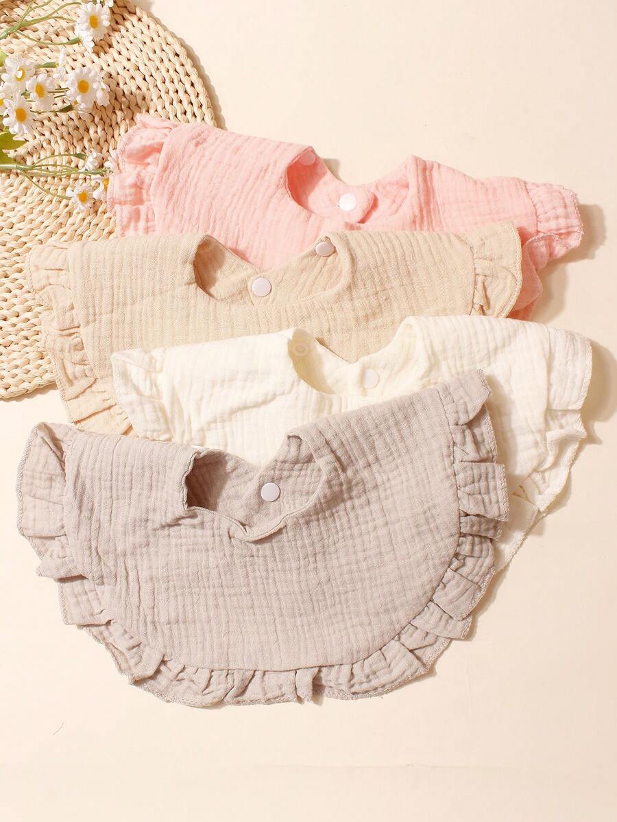 4pcs/Pack Soft Candy-Colored Baby Bibs, Suitable For Daily Use - Multicolor - View 1