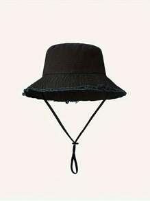 POLOGWON 1pc Women's Drawstring Fur Edge Bucket Hat Soft Fabric Windproof Sunshade Outdoor Fashion Elegant Gift - Multicolor - View 12