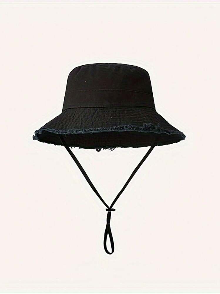 POLOGWON 1pc Women's Drawstring Fur Edge Bucket Hat Soft Fabric Windproof Sunshade Outdoor Fashion Elegant Gift - Multicolor - View 11