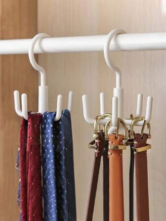 1pc Rotating 4 Hooks Plastic Wall Hanger Organizer, No Drill Multifunctional Rack For Belts, Ties, Underwear, Bags, Scarves,Clothing, Storage Hook