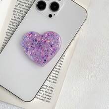 Creative Heart-Shaped Glitter Airbag Phone Stand, Laser Holographic Glitter Heart Shape Foldable Slouchy Phone Holder Stand Compatible With IPhone, Android Phone, Gift For Birthday, Family, Friends Push-Pull Phone Grip, Phone Accessories