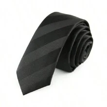 Officeau OFFICEAU 5cm Black Skinny Necktie For Men, Casual & Versatile
