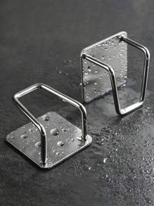 4pcs Self-Adhesive Stainless Steel Sponge Holder, Waterproof Sink Sponge Drainer Rack, Kitchen Organization Accessories, Multi-Pack Stainless Steel Kitchen Sink Sponge Holder, Self-Adhesive Draining Rack, Stylish Stainless Steel Sponge Holder - Easy To Stick, No Drilling Required, Kitchen & Bathroom Sponge Storage Rack - Silver - View 3