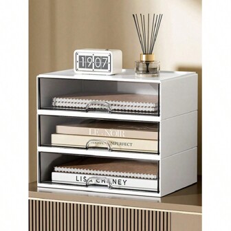 1pc Minimalist Desk Drawer Pen Holder, Multi-Functional Stationery Storage Box, Large Capacity Office Supply Organizer Gifts For Women