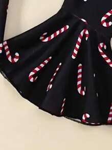 Conjunto de 2 peças de roupa de Natal para meninas - "MFRRY" com estampa de letras, moletom de manga comprida e calças flare estampadas por toda parte, casual, outono/inverno