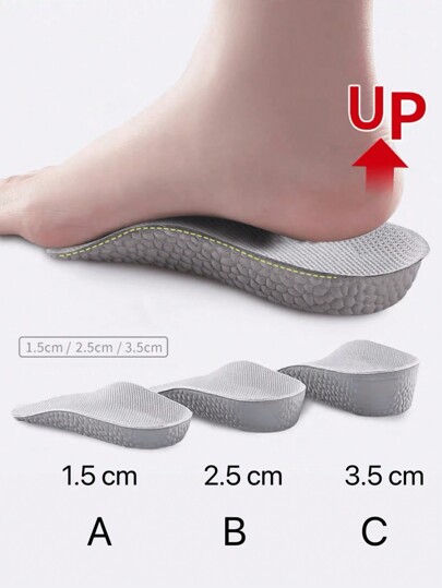 1 par de palmilhas unissex confortáveis e antiderrapantes com aumento de altura, adequadas para tênis, calçados casuais, sapatos de cano alto e botas para mulheres, tênis masculinos, tênis de corrida