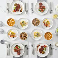 12-Piecee Porcelain Dinnerware Set, Dinner Plate, Dessert Plate And Bowl Set For 4 Person, Plain White - Blanco - Ver 5