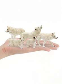 1pc Resin Arctic Wolf Figurine, Creative Desktop Craft, Wildlife Wolf Model, Static Desk Ornament, Perfect For Christmas Decor, Home & Kitchen Decor, No Power Required