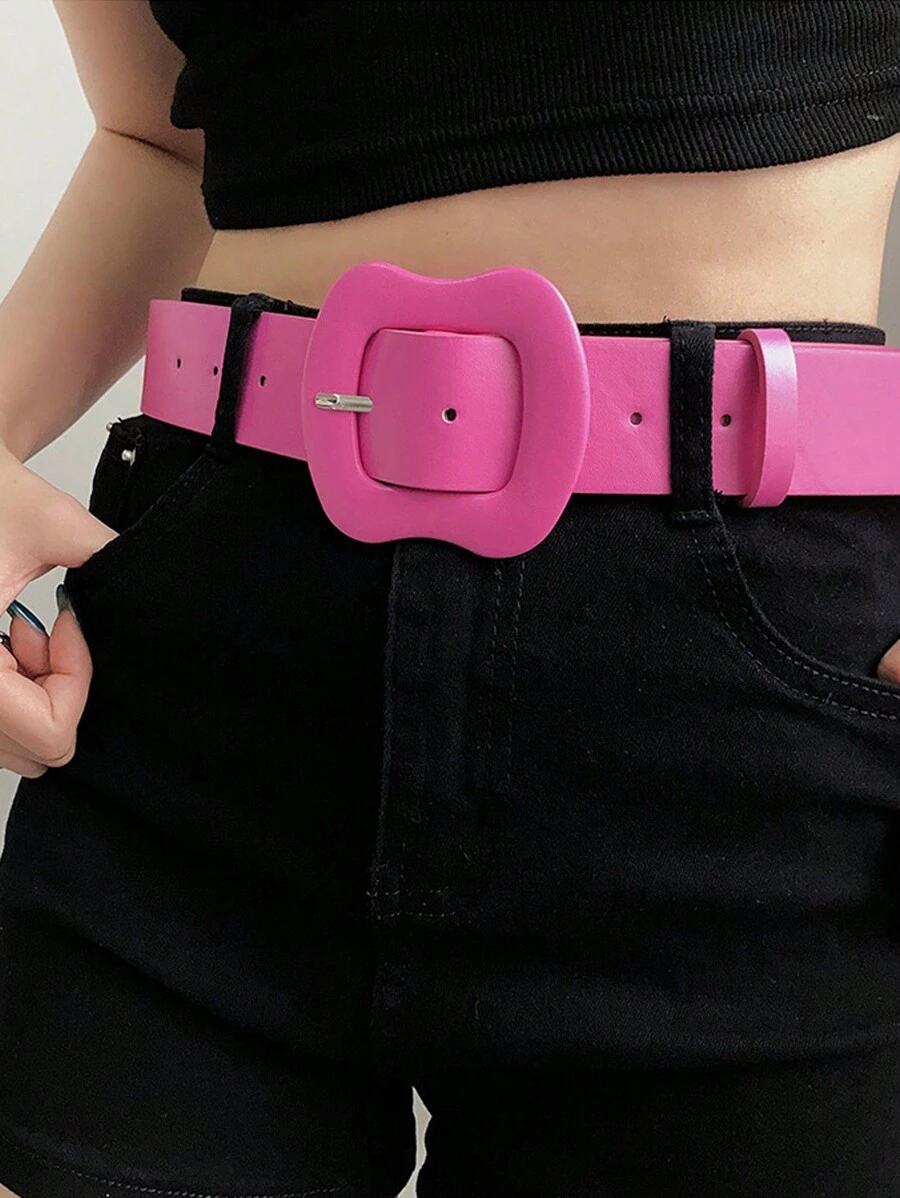 1 Piece Apple Shape Buckle Faux Leather Women's Belt, Simple And Versatile Suitable For Christmas Valentine's Day Date