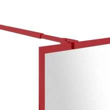 Clear ESG Glass Walk-In Shower Wall Red 100x195 Cm Modern Bathroom Panel - Red - View 5