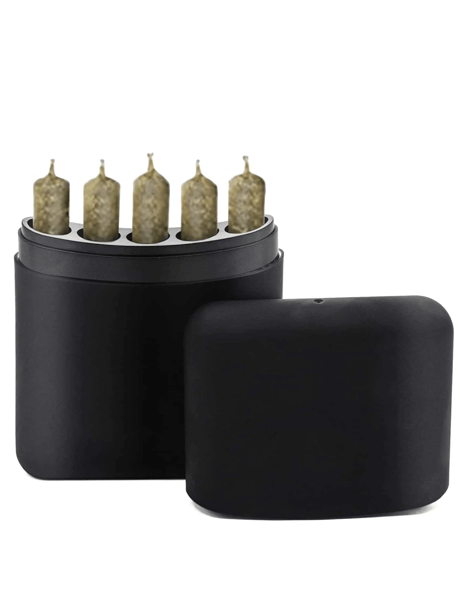 1 Piece 5 Compartments Portable Carrying Holder Case - Small Storage Box For Purse - Travel Tube Container Every Day Carry,5-Hole King Size Pre-Roll Cone Holder Case,Classic Black Cigarette Storage Box,Plastic Cigarette Box