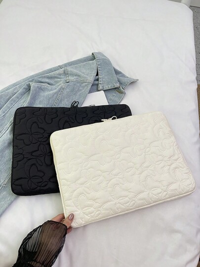 1 szt. Haftowana torba na laptopa z kreskówkowym wzorem, uroczy wzór motyla, miękka, pluszowa podszewka, etui na tablet 10,2"/10,9"/11", haftowana torba na komputer, wewnętrzna torba na laptopa 13"/14"/15,6" powrót do szkoły