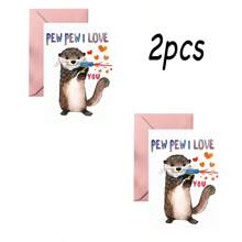 1pc/2pcs Charming And Interesting Otter Love Confession Card, Birthday Card, Invitation Card With Envelope, Perfect Gift For Couples, Wife/Husband, Couple On Valentine's Day, Anniversary, Christmas, Father's Day