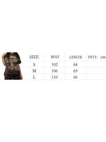 Women Vintage Skull Print T-Shirt  Crew Neck Short Sleeve Loose Tops  Summer Streetwear - Grey - View 11