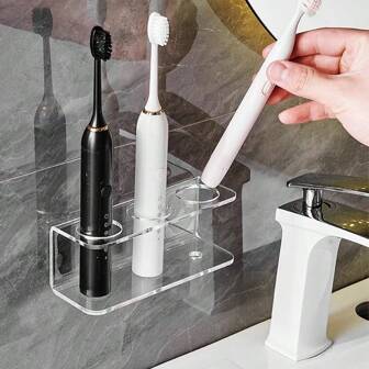 1pc Toothbrush Holder Wall Mount Bathroom Free Punching Rack, New Electric Toothbrush Organizer Creative All-In-One Tooth Brush Stand Home Bathroom Decor Fall Decor Back To School