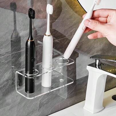 1pc Toothbrush Holder Wall Mount Bathroom Free Punching Rack, New Electric Toothbrush Organizer Creative All-In-One Tooth Brush Stand Home Bathroom Decor Fall Decor Back To School