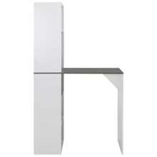 Stylish White Bar Table With Storage Cabinet 115x59x200 Cm Perfect For Home Or Office - White - View 2
