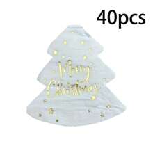 20Pcs/40Pcs, Christmas Napkins, Christmas Tree Shape Bronzing Napkins, Merry Christmas Letter Tissue, Christmas Party Disposable Decoration Supplies, Holiday Decor, Party Decor, Party Supplies, Table Decor, Holiday Supplies