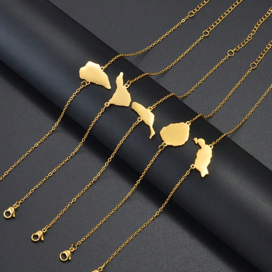 1pc 18CM + 4CM Spain Tenerife Lanzarote Palma Gomera Fuerteventura Map Bracelets For Women Girls Jewelry Bangle - Multicolor - View 1