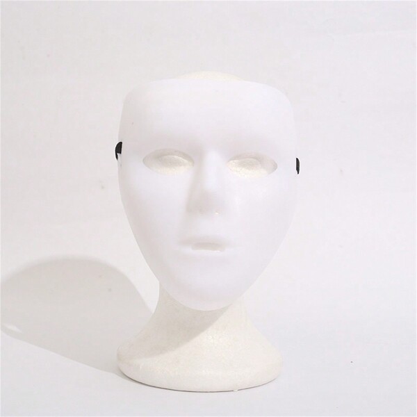 Horror Creepy Pure White Mask, Classic Full Face Mask Dress Up Accessories, Halloween Cosplay Costume Props, Bar Club Rave Party Decors Photography Props, Stage Performance Accessories