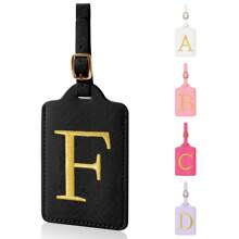 Personalized Initial Luggage Tags For Suitcases, Chenille Letter Cute Luggage Tags With Privacy Cover Name Card, Embroidered Luggage Travel Bag Tags Gifts For Women Kids Teens,Christmas Gifts Summer Black Travel Essentials Workout School Supplies Camping Holiday Essentials Vacation Accessories Travel Accessories Cruise Suitcase Tag Bag For School School Accessories School Stuff