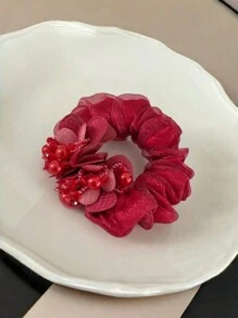 1 ou 2 unidades de elásticos de cabelo vintage elegantes com strass e estampa floral, acessórios de cabelo estilosos para mulheres, elásticos de cabelo para rabo de cavalo. - Multicolorido - Ver 14