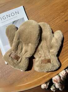 1 双毛绒可爱韩版保暖卡通柔软学生骑行手套，秋冬 - A - 查看 11