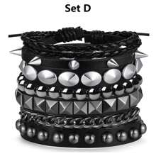 4 vòng tay Punk dành cho nam và nữ, vòng tay đinh da Punk Rock, vòng tay còng, vòng tay Grunge, vòng tay đính đinh, phụ kiện Emo Punk có thể điều chỉnh - màu đen - Xem 16