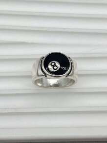 1pc Fashionable Unique European & American Design Black 8-Ball Ring, Thick Jewelry Suitable For Daily Wear For Men - Lucky Black 8 Ball - View 10