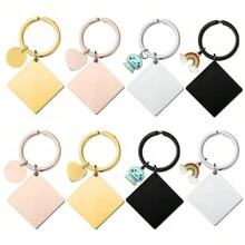 Aangepaste tekst vierkante sleutelhangers roestvrij staal gepersonaliseerde laser gegraveerde letters tag sleutelhanger sieraden geschenken