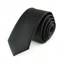 Officeau OFFICEAU 5cm Black Skinny Necktie For Men, Casual & Versatile