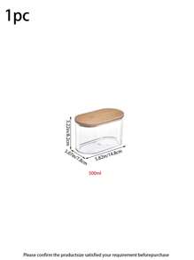 1 pieza Tarro hermético con tapa de bambú, frasco de almacenamiento de productos secos de alta capacidad, capacidad de 350ml-2000ml, opciones de varios tamaños, recipiente de almacenamiento de alimentos de plástico transparente, caja de organización de cocina para granos, granos de café, dulces y aperitivos, apto para refrigerador, almacenamiento de dulces navideños - transparente - Ver 16
