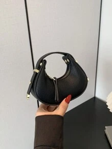 时尚休闲手提包，简约时尚纯色女士手提包，今年新潮流 - 黑色 - 查看 7