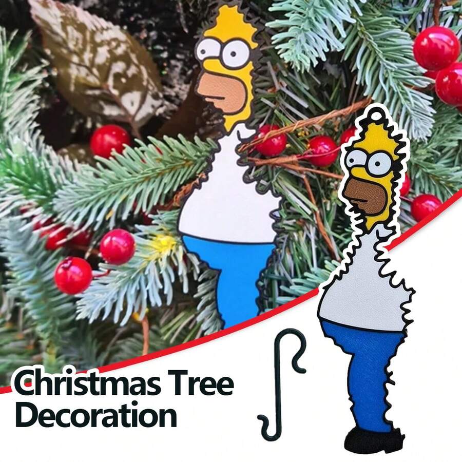 Homer Simpson Hanging Christmas Tree Decoration - The Simpsons Bush Meme Bauble - Multicolor - View 1