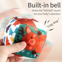 1个幼儿及婴儿球，布艺玩具，带音乐，柔软布书，摇铃球玩具，适合地板玩耍、婴儿车或婴儿床，男孩女孩皆宜的礼物