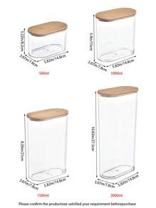 1 pieza Tarro hermético con tapa de bambú, frasco de almacenamiento de productos secos de alta capacidad, capacidad de 350ml-2000ml, opciones de varios tamaños, recipiente de almacenamiento de alimentos de plástico transparente, caja de organización de cocina para granos, granos de café, dulces y aperitivos, apto para refrigerador, almacenamiento de dulces navideños - transparente - Ver 3