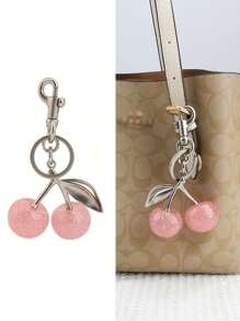 1 件时尚女士合金樱桃水晶水钻水果钥匙扣包饰学院用品大学钥匙扣饰樱桃包饰樱桃饰物钥匙扣配件女士钥匙链女士礼物 - 彩色 - 查看 1