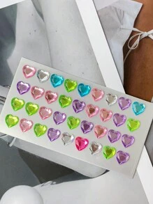 2 件粉色和白色心形水钻贴纸，卡通公主 3D 水晶宝石贴纸回到学校 - 彩色 - 查看 8