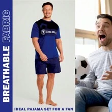 Chelsea F.C. Short Pyjama Set Cotton Lounge Wear Gift - Blue - View 3