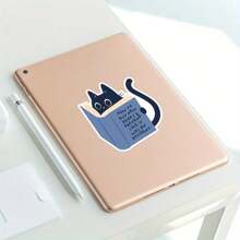 Katze lesend 3 Zoll Vinyl Aufkleber, Buch-Aufkleber, Kindle Aufkleber, Geschenk für Buchliebhaber, Buchliebhaber Merchandise, Schmökerer, Leseliebhaber, E-Reader, verspieltes buchiges Design, süß und künstlerisch, perfekt für Laptops, Wasserflaschen, Handyhüllen, Notizbücher und mehr, wasserfest