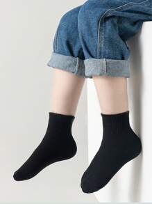 10 Pairs Children Black Mid-Calf Socks, Boys & Girls Sports Socks, Classic Socks Loved By Kids, Suitable For All Seasons And Occasions - Black - View 2
