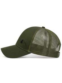 1pc Men's Mountain Embroidery Baseball Cap, Trucker Hat, Breathable Mesh Back, Adjustable For Outdoor, Travel, Beach Party, Spring/Summer - Army Green - View 3