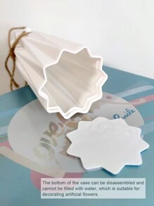 6,9 Zoll hohe Plastik Vase, Origami Design Pampasgras Vase, einfarbige Plastik Vase mit Keramik-Optik, für Tisch-Mittelstücke, Dekoration, Landhausstil, Büro, Wohnzimmer, Festliche Atmosphäre, Geschenk, Heimdekoration - Blau - Übersicht 9