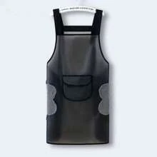 1 pezzo Grembiule da cucina impermeabile in PVC resistente agli oli, grembiule nero trasparente anti-sporco per la pulizia