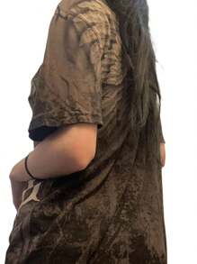 Women Vintage Skull Print T-Shirt  Crew Neck Short Sleeve Loose Tops  Summer Streetwear - Grey - View 3