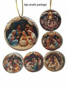6 PIEZAS Nuevas decoraciones navideñas vintage con efectos acrílicos