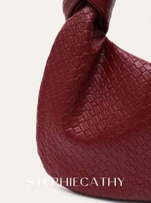 STEPHIECATHY 女士经典时尚编织压花单肩包柔软 PU 人造皮革结饰肩带小号顶部手柄流浪汉包轻便便携腋下手提包钱包休闲日常通勤旅行多功能四季通用